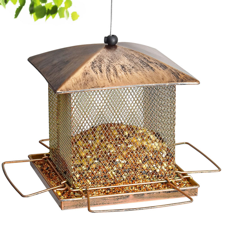 SAMHEOUTDOOR 3.5lb. & 5.0lb. Hanging Large Bronze Bird Feeder Large 3.5lb. [7.4''x7.4''x5.5'']