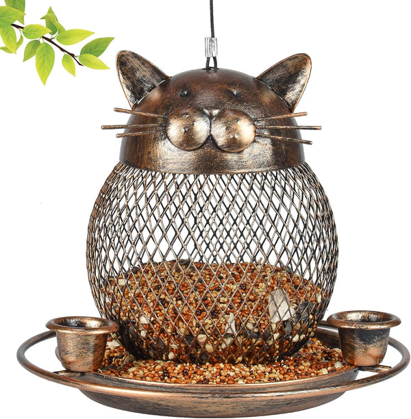 SAMHE™ [Hot Sale] Outdoor Cat Shape Metal Bird Feeder with 3 Water Reservoirs