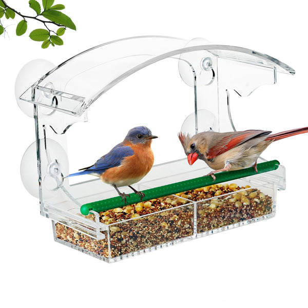 SAMHE™ [Best Gift] Clear Acrylic Suction Cup Bird Feeder for Garden