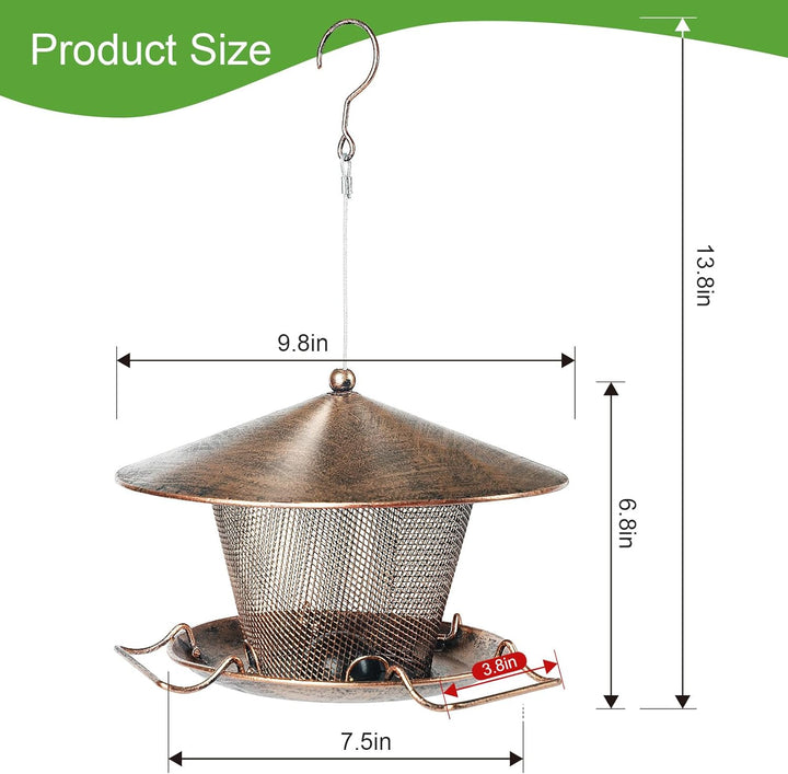 SAMHEOUTDOOR 3lb. Hanging Copper Bird Feeder for Garden