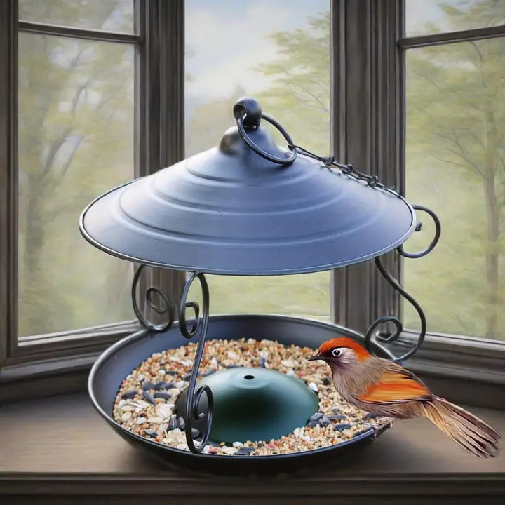 SAMHEOUTDOOR 7.7 Inch Hanging Metal Bird Feeder