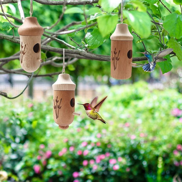 Wooden Hummingbird House-Gift for Nature Lovers 🎉3 Pcs Set