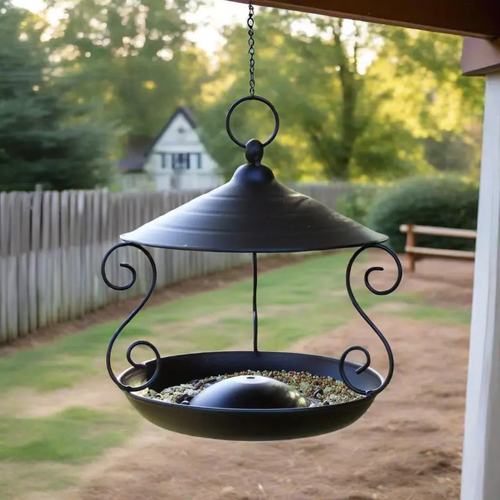 SAMHEOUTDOOR 7.7 Inch Hanging Metal Bird Feeder