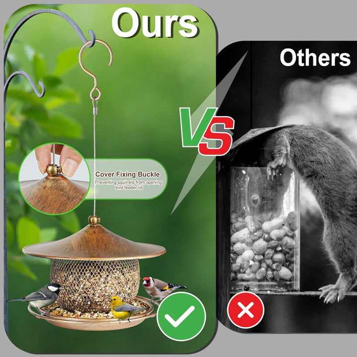 SAMHEOUTDOOR 1.8lb. Metal Curved Roof Bird Feeder