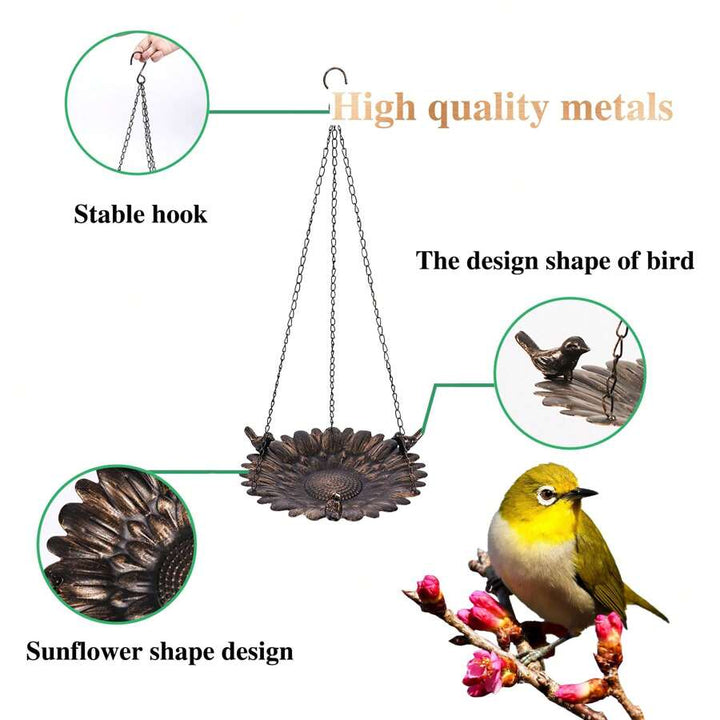 Sunflower Shape Metal Hanging Bird Feeder Tray