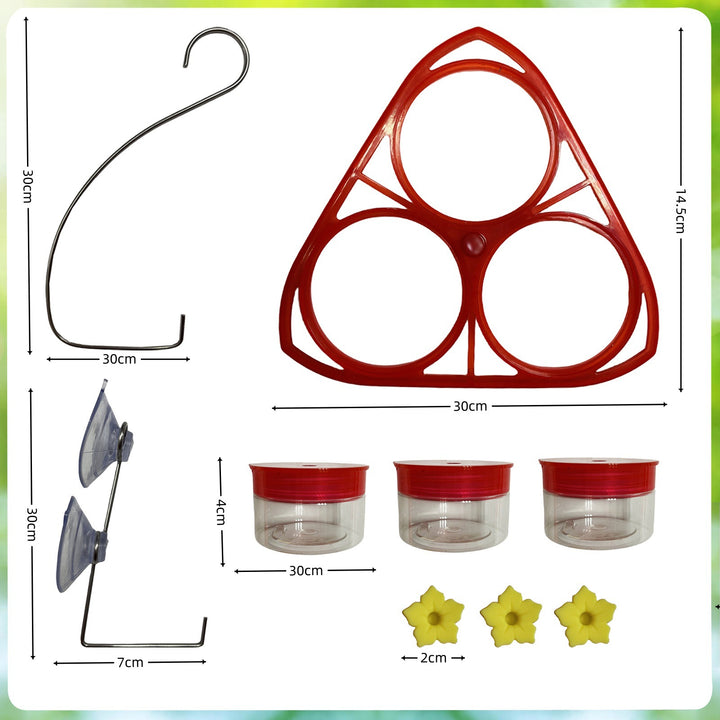 3 Pcs Set Removable Hanging/Stick-on Hummingbird Feeder