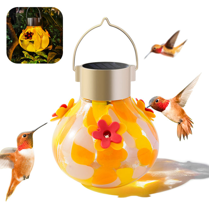SAMHEOUTDOOR Solar Power Hummingbird Feeder Yellow