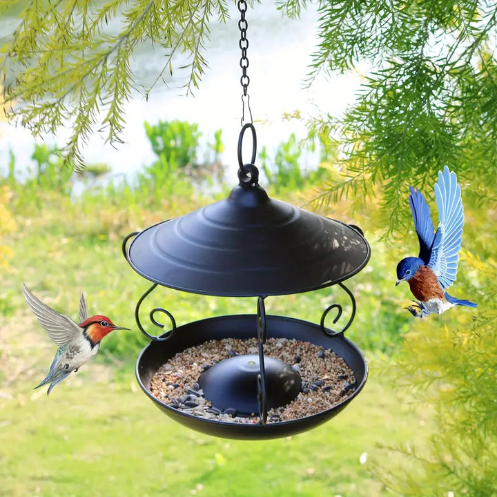 SAMHEOUTDOOR 7.7 Inch Hanging Metal Bird Feeder