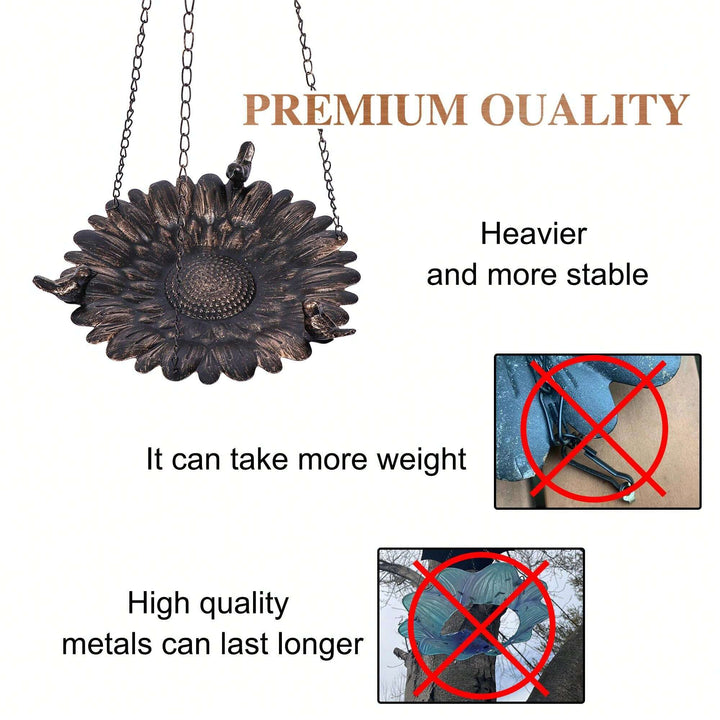 Sunflower Shape Metal Hanging Bird Feeder Tray