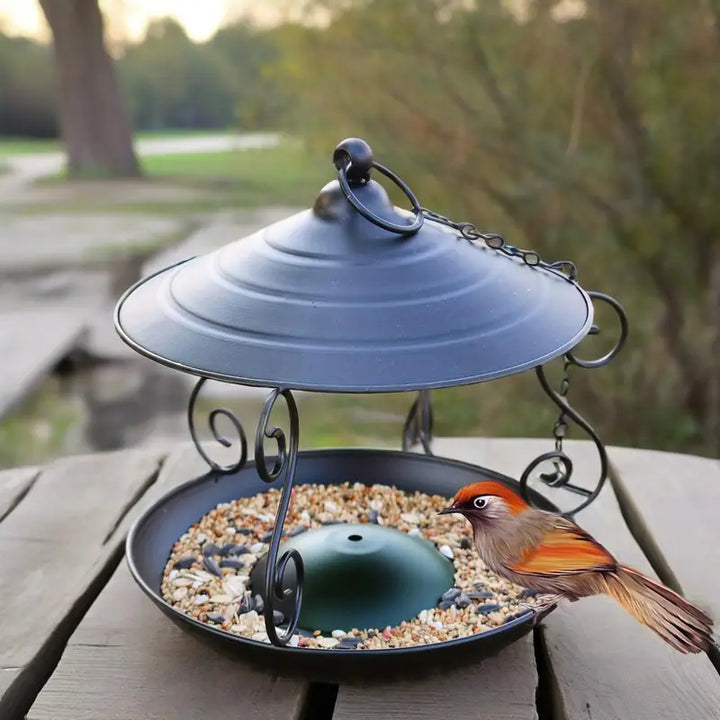 SAMHEOUTDOOR 7.7 Inch Hanging Metal Bird Feeder
