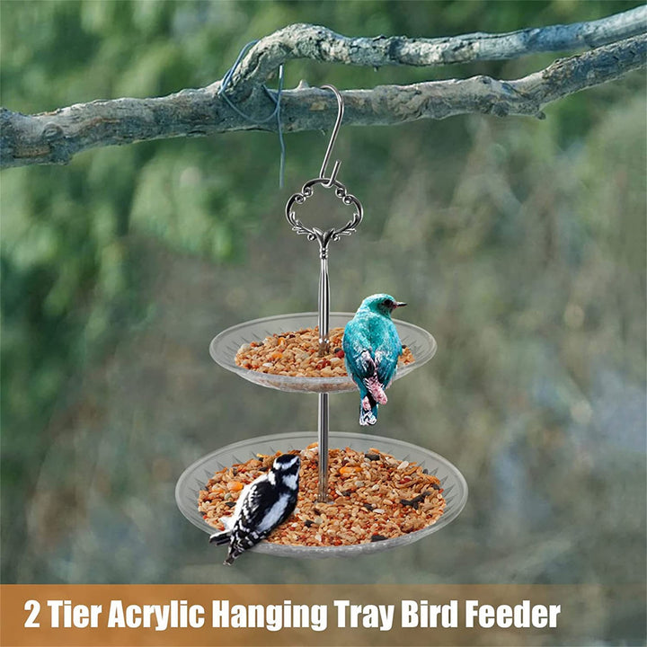Double Layer Transparent Acrylic Tray Bird Feeder