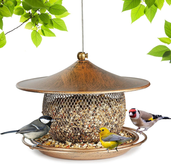 Metal Curved Roof Bird Feeder