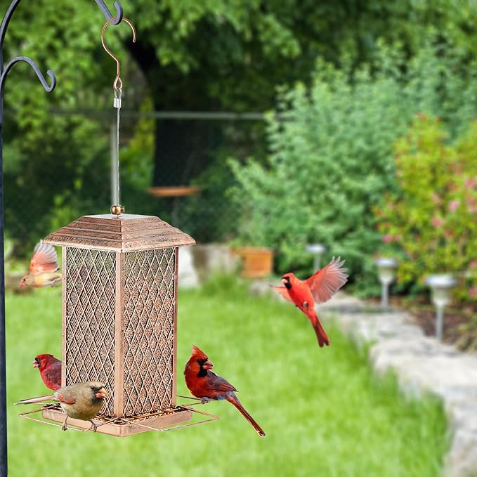 SAMHEOUTDOOR 4lb. Metal Square Extra Tall Bird Feeder