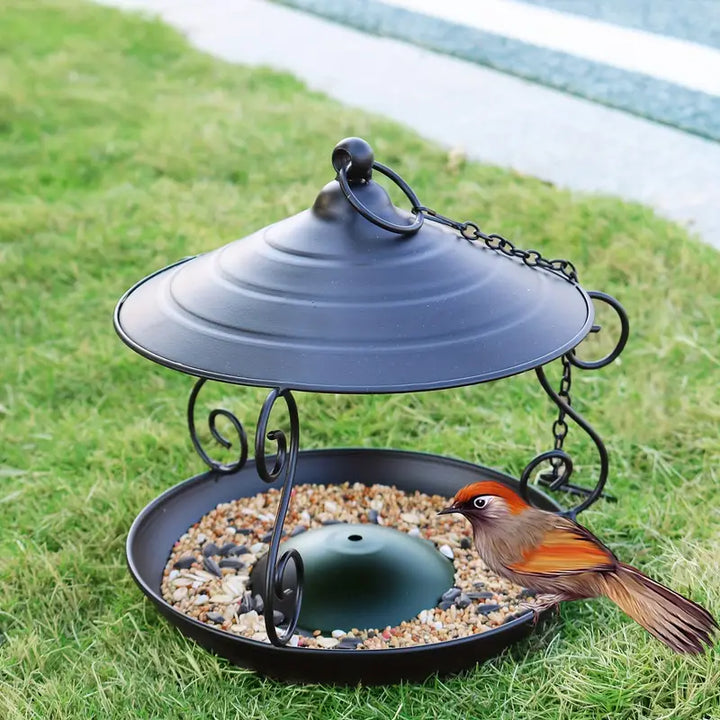 SAMHEOUTDOOR 7.7 Inch Hanging Metal Bird Feeder