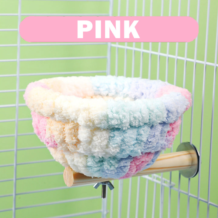 Semi-Enclosed Cute Cotton Pet Nest for Winter Pink