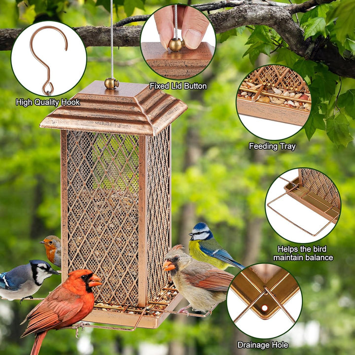 SAMHEOUTDOOR 4lb. Metal Square Extra Tall Bird Feeder