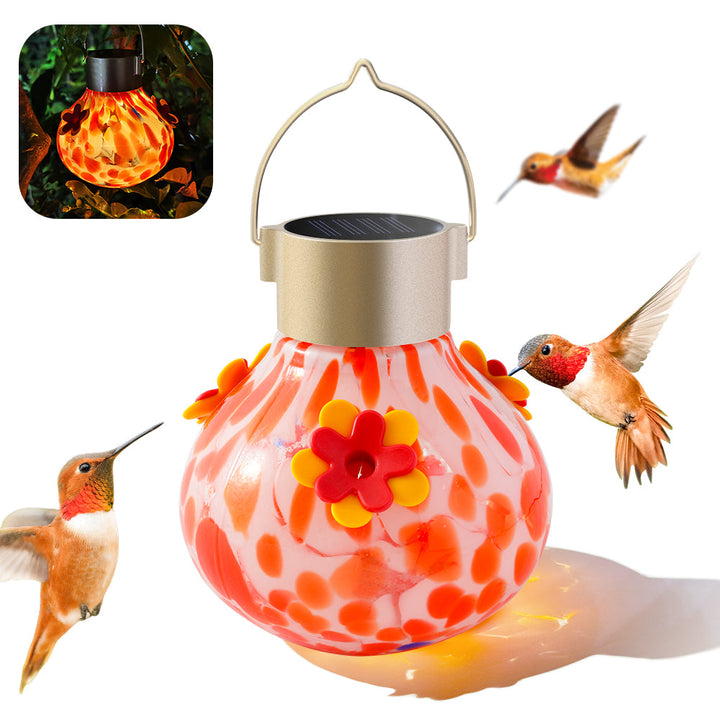 SAMHEOUTDOOR Solar Power Hummingbird Feeder Red