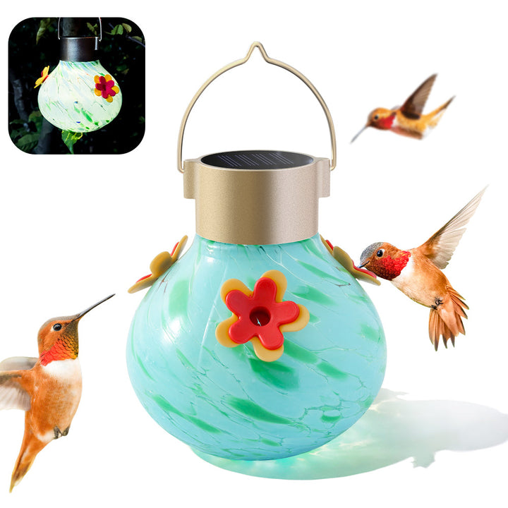 SAMHEOUTDOOR Solar Power Hummingbird Feeder Cyan