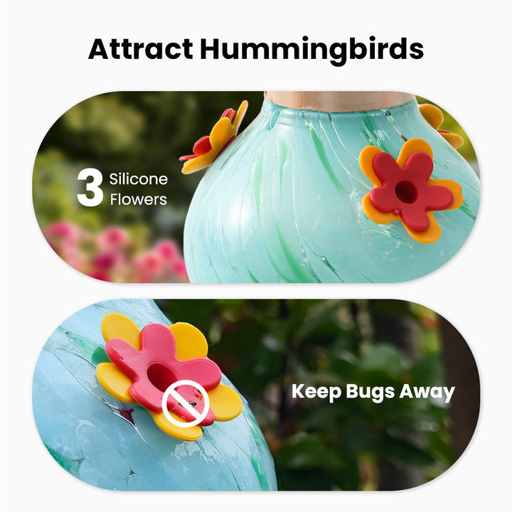 SAMHEOUTDOOR Solar Power Hummingbird Feeder