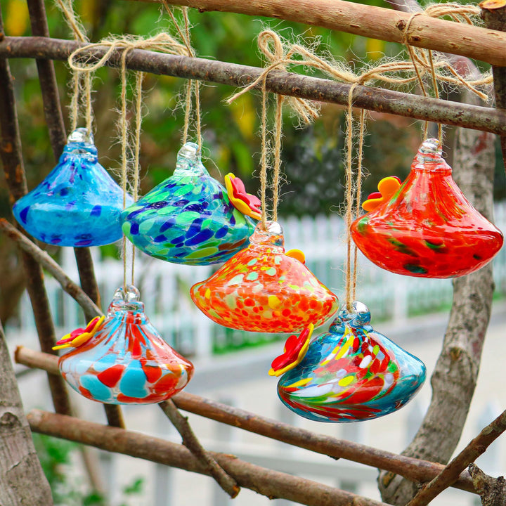 Hand-Blown Glass Hummingbird Feeders