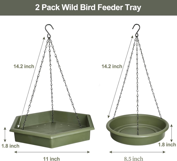 SAMHEOUTDOOR [2 Pcs Set] Hanging Plastic Tray Bird Feeder