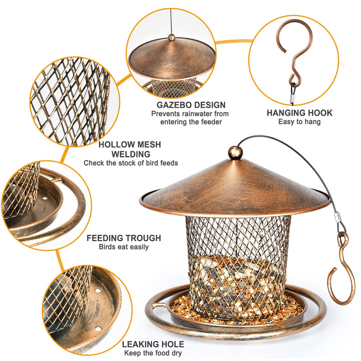 SAMHEOUTDOOR 2lb. Antique Bronze Lantern Shaped Bird Feeder