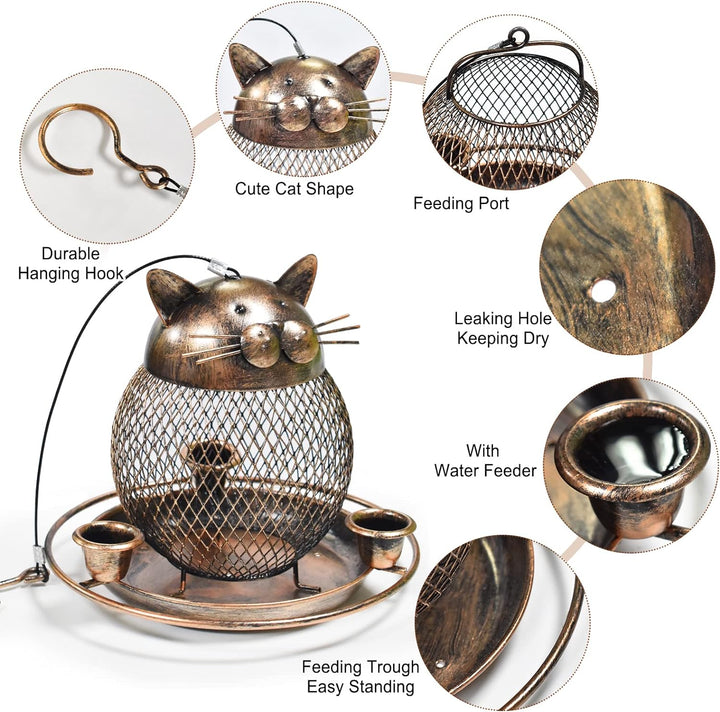 SAMHEOUTDOOR 2lb. Metal Cat Bird Feeder