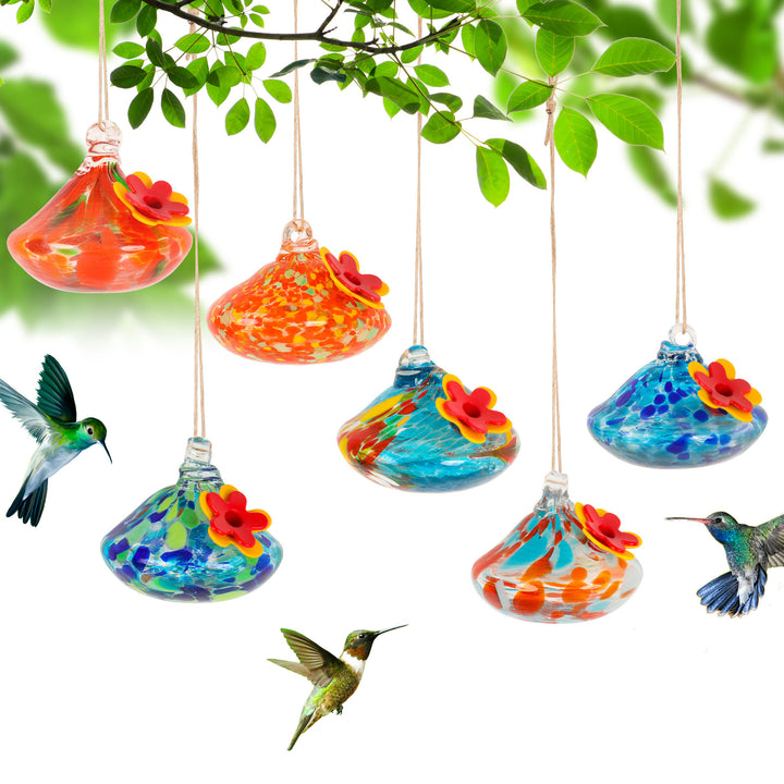 Hand-Blown Glass Hummingbird Feeders