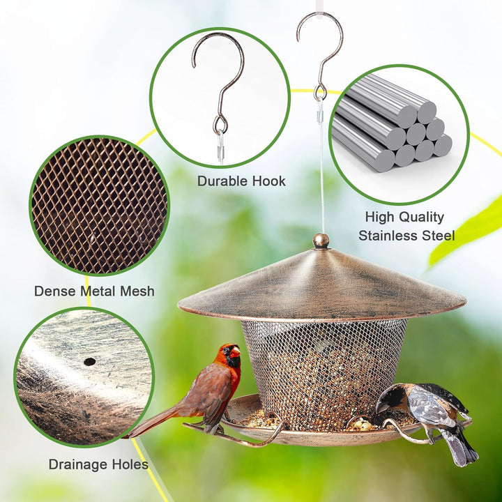 SAMHEOUTDOOR 3lb. Hanging Copper Bird Feeder for Garden
