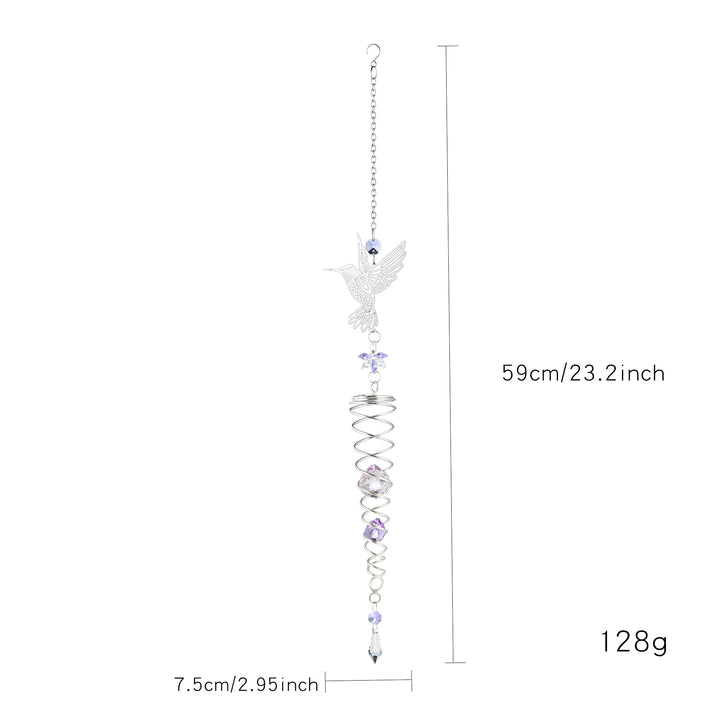 Spinning Metal Hummingbird Colorful Crystal Suncatcher