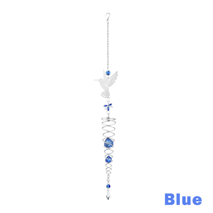 Spinning Metal Hummingbird Colorful Crystal Suncatcher