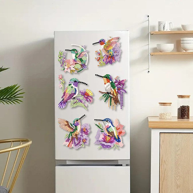 6 Pcs Set Hummingbird Themed Fridge Magnet Decoration