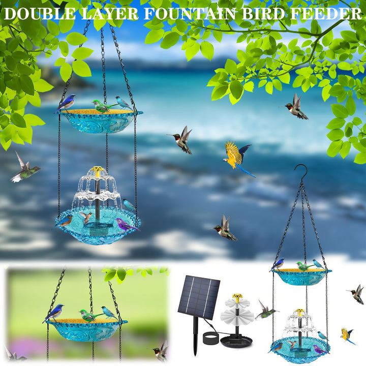 Double Layer Hanging Hummingbird Feeder & Bathtub With Fountain