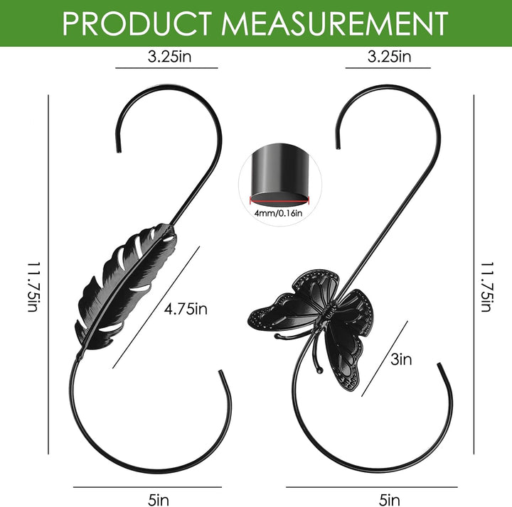 SAMHEOUTDOOR [2 Pcs Set] 12'' Butterfly and Feather Metal Hooks