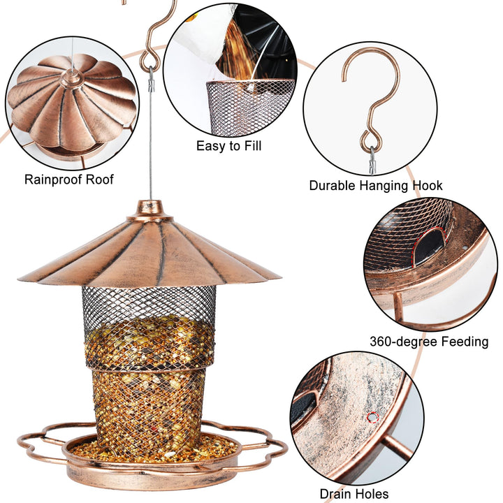 SAMHEOUTDOOR 2lb. Double Layer Retractable Metal Bird Feeder