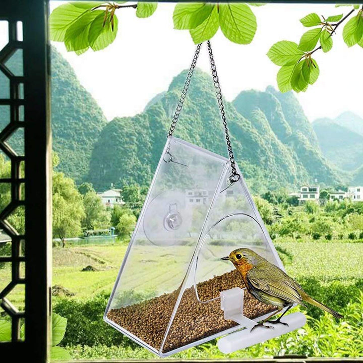 SAMHEOUTDOOR Hanging Triangle Clear Bird Feeder for Yard
