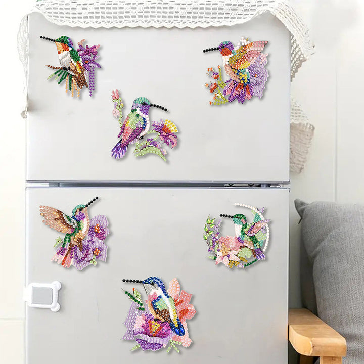 6 Pcs Set Hummingbird Themed Fridge Magnet Decoration