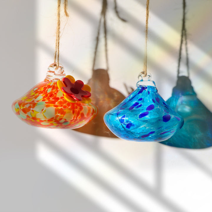 Hand-Blown Glass Hummingbird Feeders