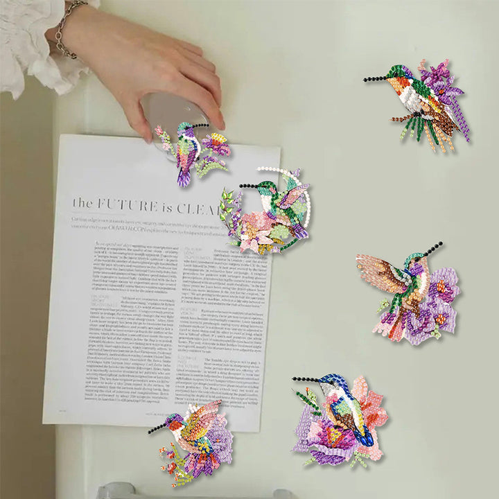 6 Pcs Set Hummingbird Themed Fridge Magnet Decoration