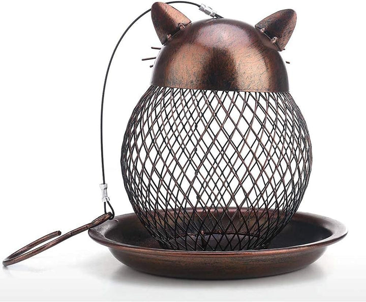 SAMHEOUTDOOR 2lb Cat Shape Hanging Metal Bird Feeder
