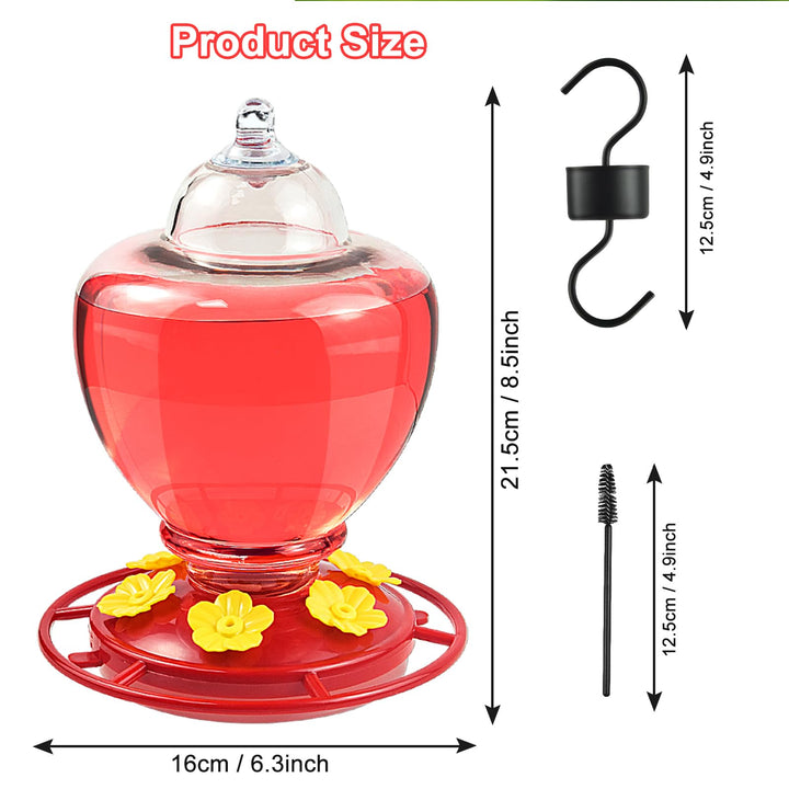 SAMHEOUTDOOR 40 oz. Flower Lamp Plastic Hummingbird Feeder with 6 Ports