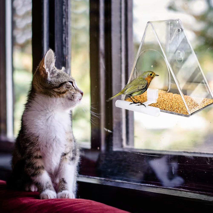 SAMHEOUTDOOR Hanging Triangle Clear Bird Feeder for Yard