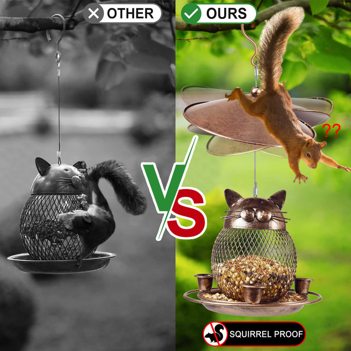 SAMHEOUTDOOR 2lb. Cat Shape Metal Bird Feeder for Small Birds