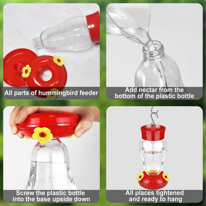 SAMHEOUTDOOR 16 oz. Flower Lamp Plastic Hummingbird Feeder