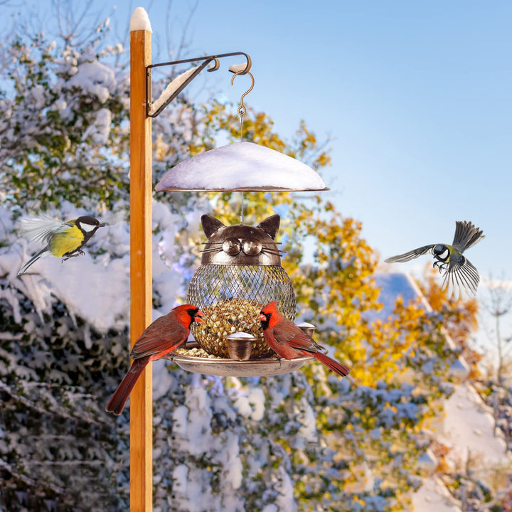 SAMHEOUTDOOR 2lb. Cat Shape Metal Bird Feeder for Small Birds