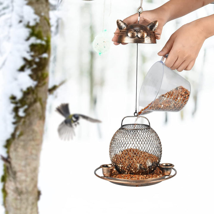 SAMHEOUTDOOR 2lb. Metal Cat Bird Feeder