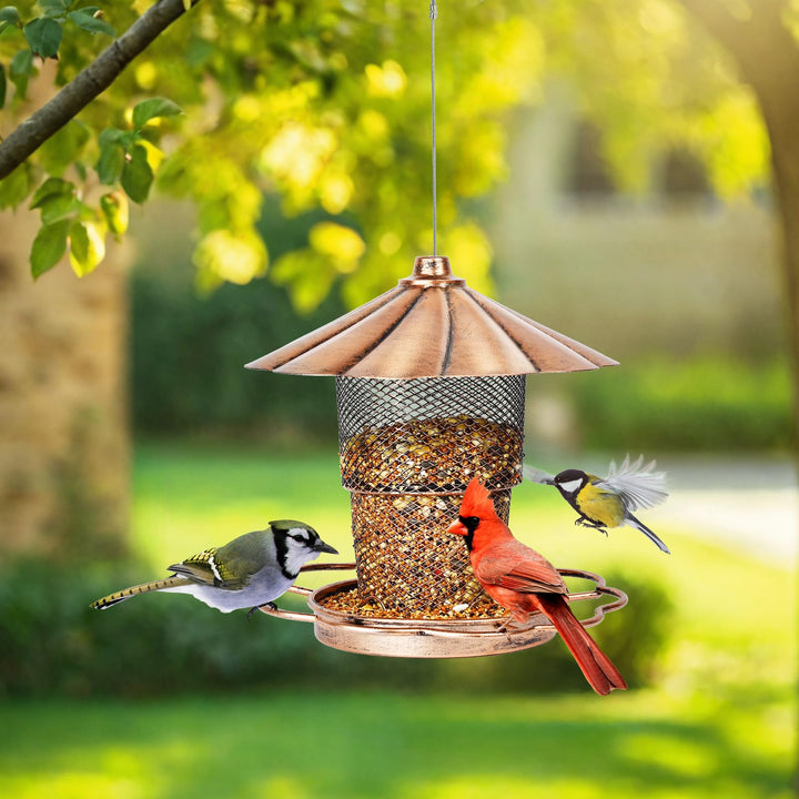 SAMHEOUTDOOR 2lb. Double Layer Retractable Metal Bird Feeder