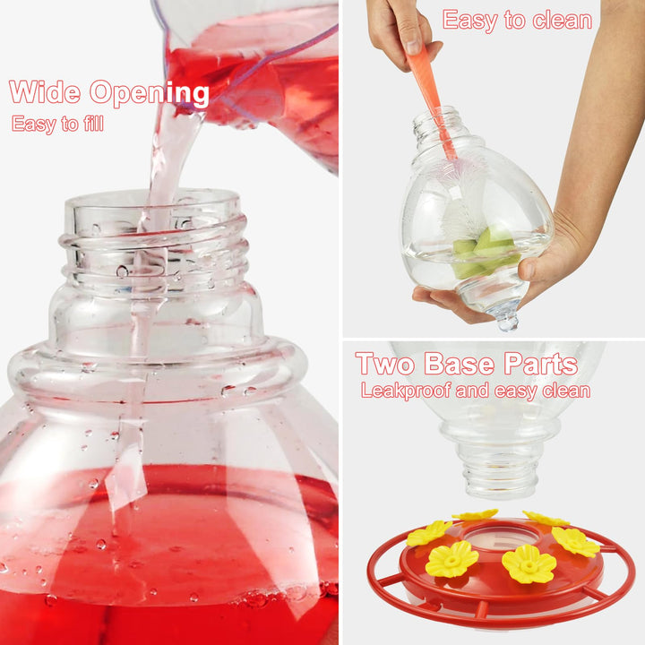 SAMHEOUTDOOR 40 oz. Flower Lamp Plastic Hummingbird Feeder with 6 Ports
