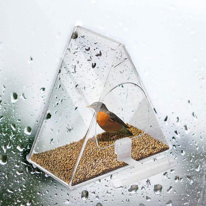 SAMHEOUTDOOR Hanging Triangle Clear Bird Feeder for Yard