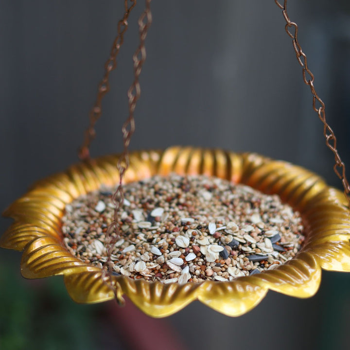 Sunflower Shape Hanging Copper Bird Bath & Feeder